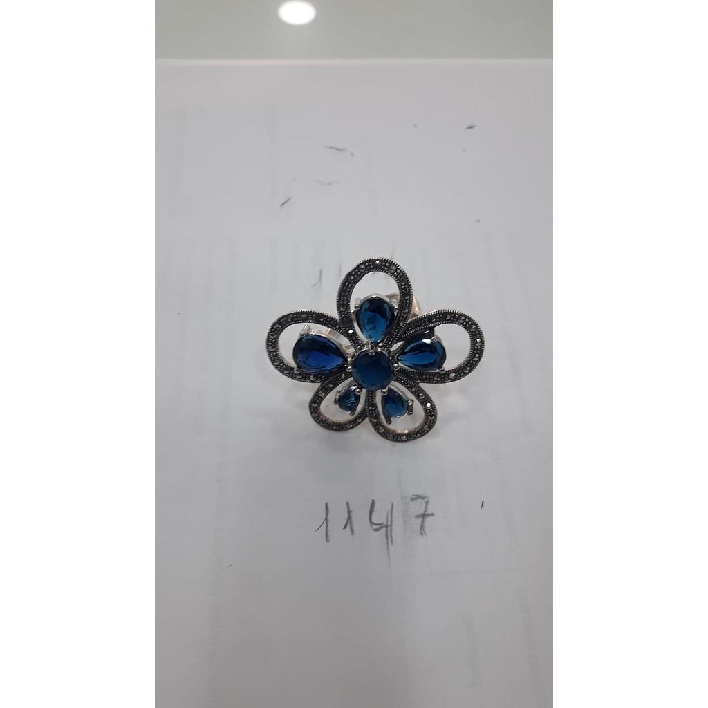 Anillo Pied. Nat. Flor Zafiro  1147
