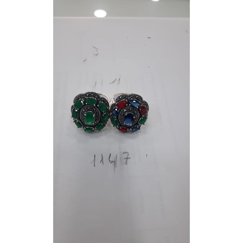 Anillo Pied. Nat. Flor Esmera. Rubí Zaf.2101