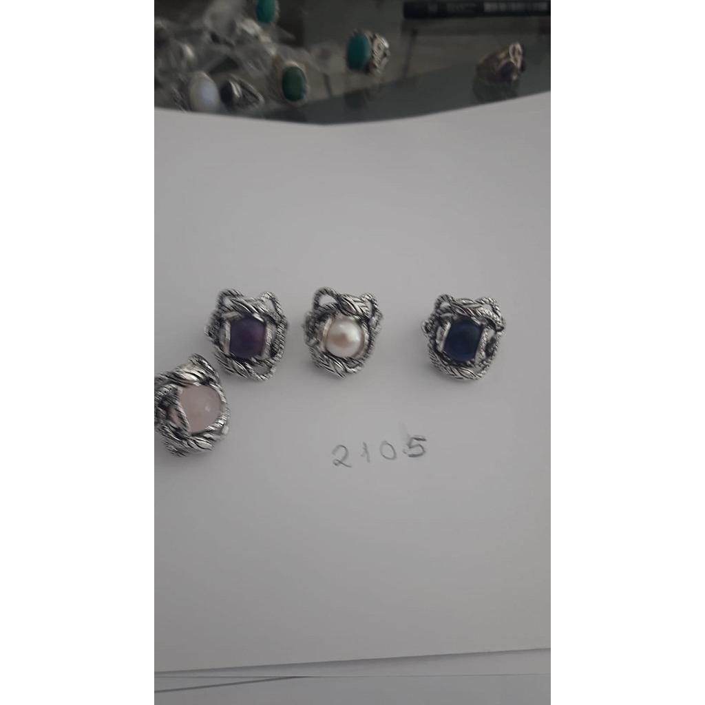 Anillo Pied. Nat. Nudo, Cuarzo, Amat. Perla, Lapiz. 2105