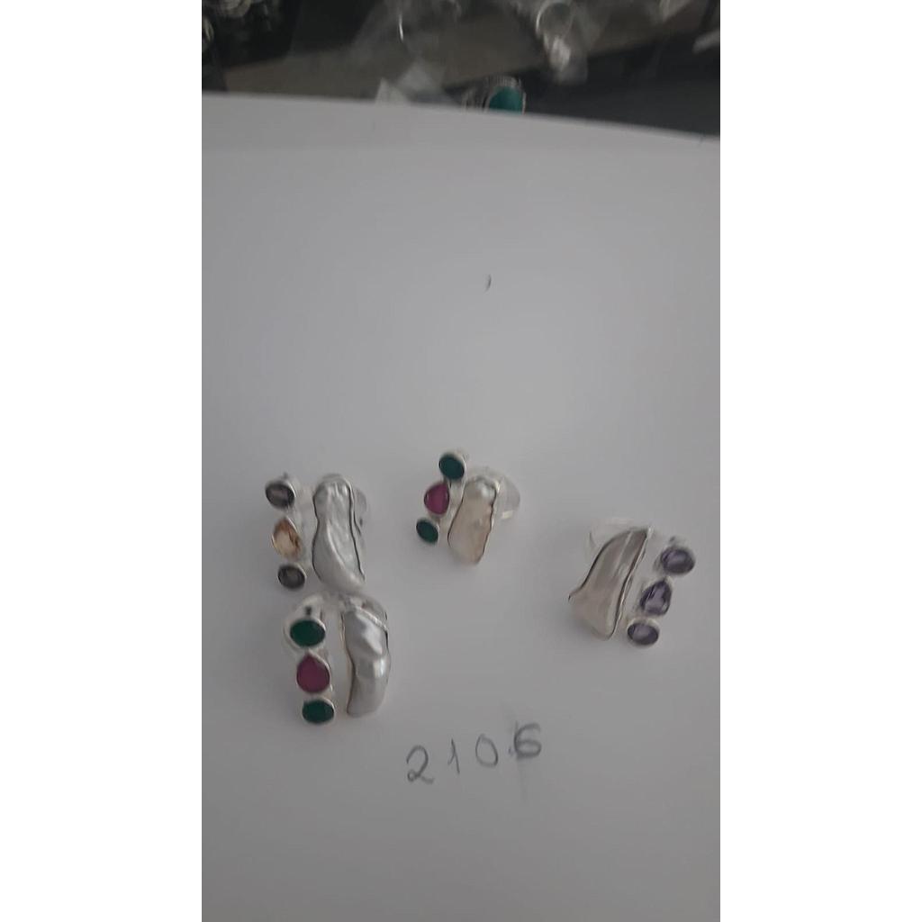 Anillo Pied. Nat. Madre Perla, Piedra Fina 2106