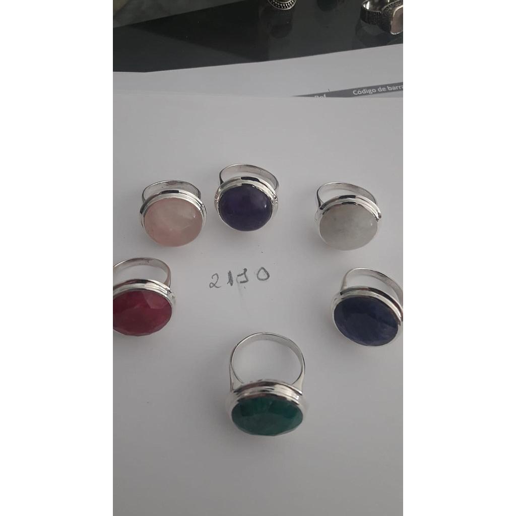 Anillo Pied. Nat. Luna, Jade., Onix, Rubi, Cuarzo. 2110