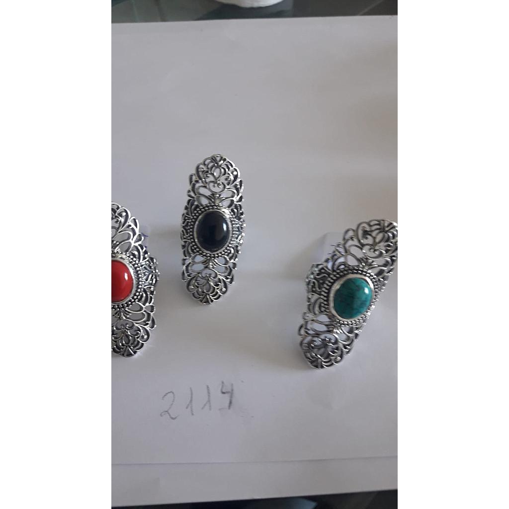 Anillo Pied. Nat. Turq. Coral, Onix 2114