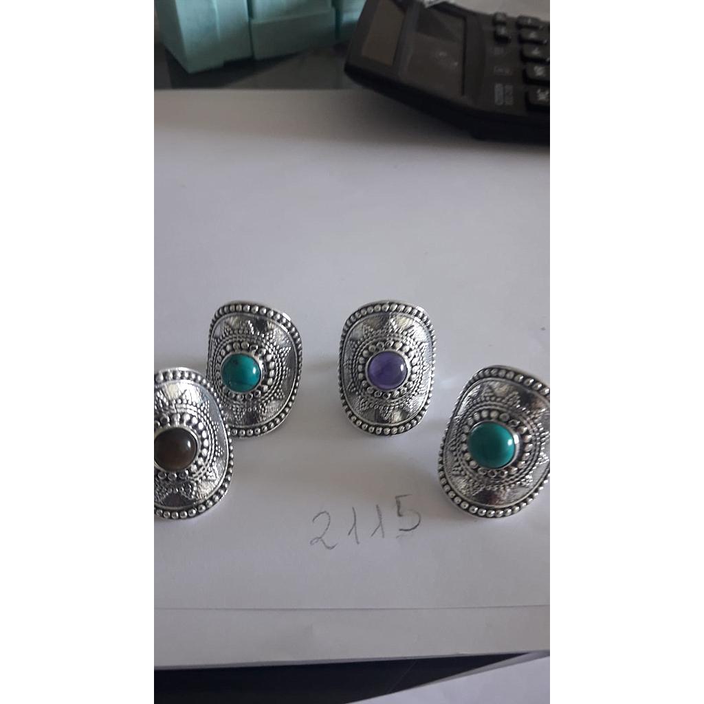 Anillo Pied. Nat. Turq. Amat. Ojo Tig.  2115