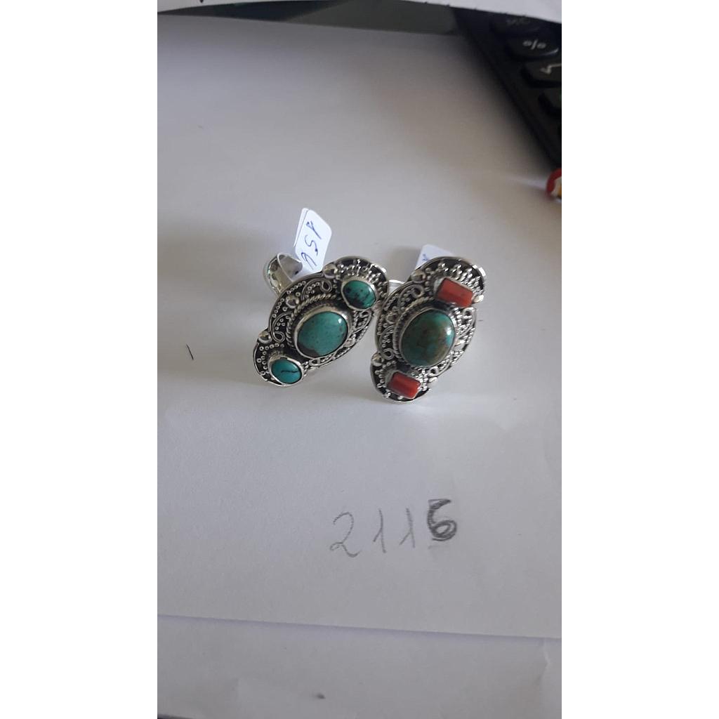 Anillo Pied. Nat. Turqiesa, Coral 2116