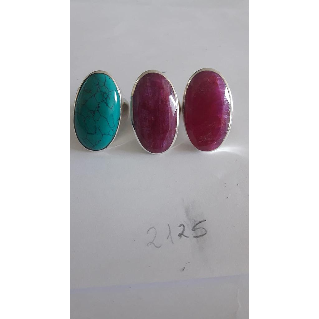Anillo Pied. Nat. Turquesa, Rubí  2125