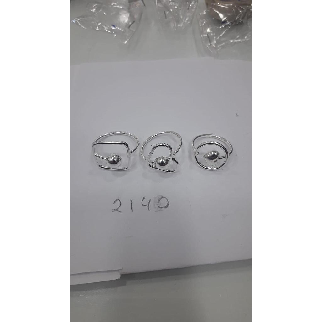 Anillo Plata Corazóz, Círculo, Cuadrado Med. Bola 2140