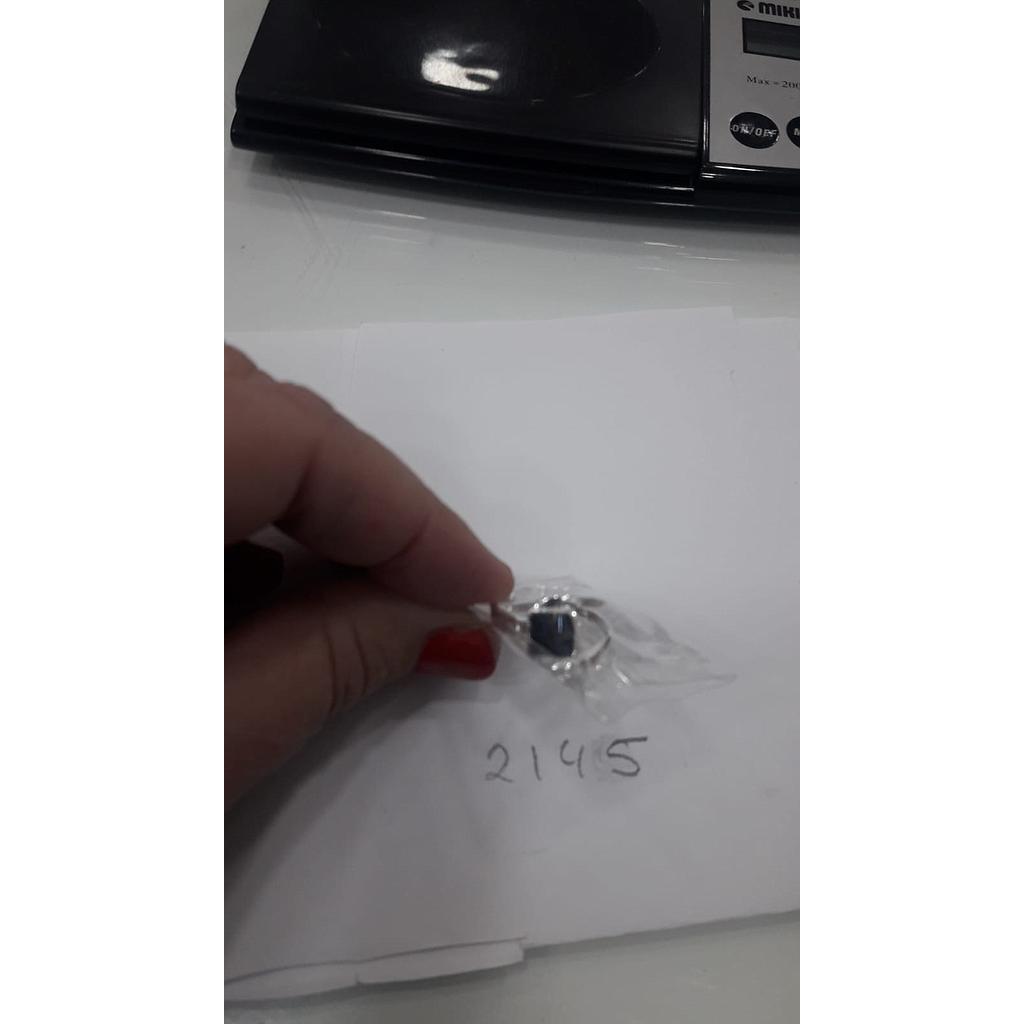Anillo Plata Cuadrado Negro  2145