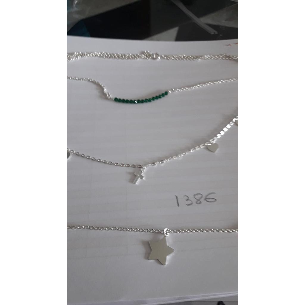 Garg. Plata Triple Corazones, Circ., Bolas Verdes 1386
