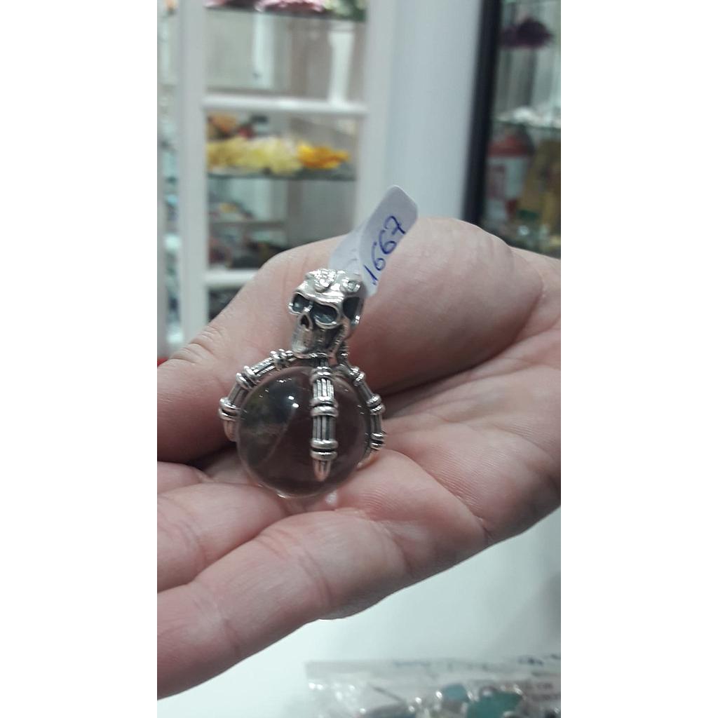 Colgante Plata Calavera Bola Cristal 1667