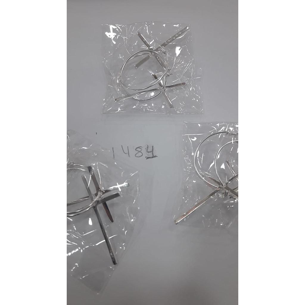 Pend. Plata Lisa Aro Extra Grande Cruz 1484