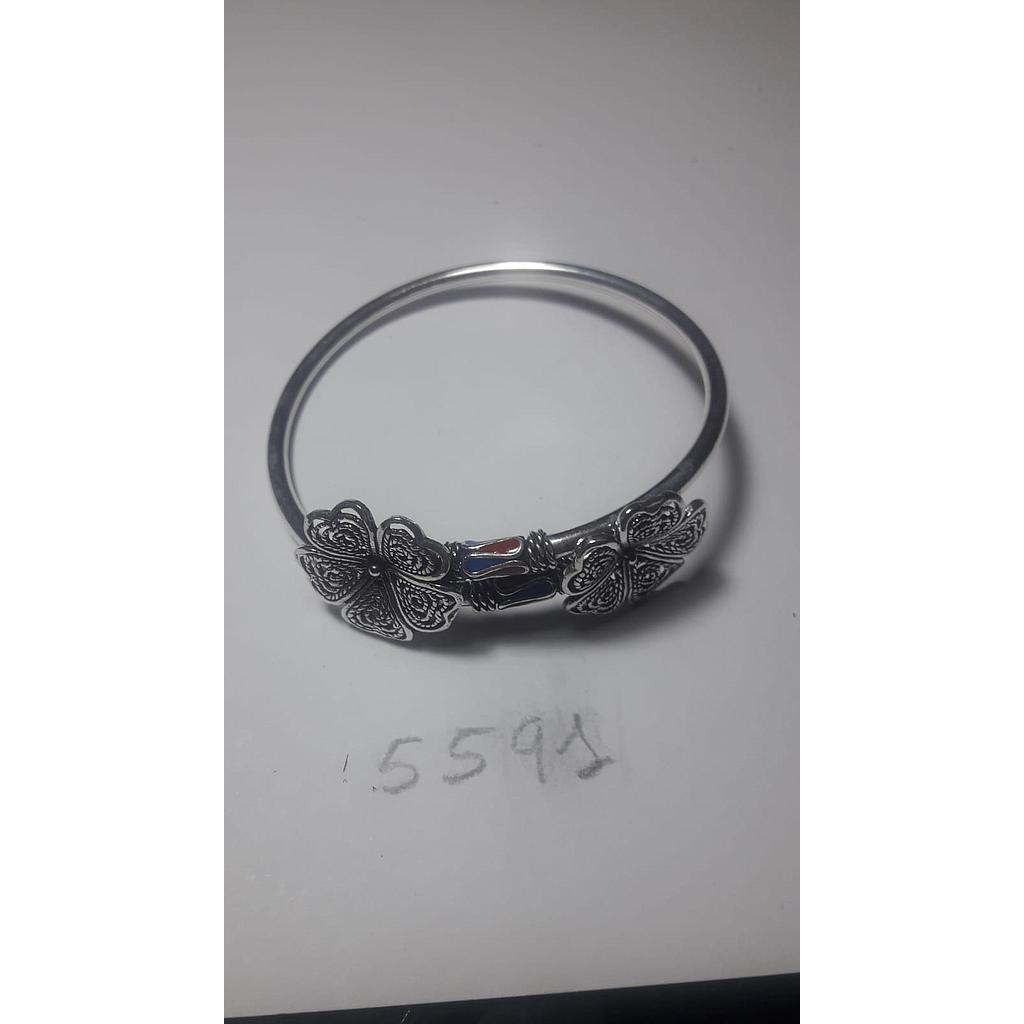 Puls. Plata Rígida 2 Flores Esmaltadas 5591