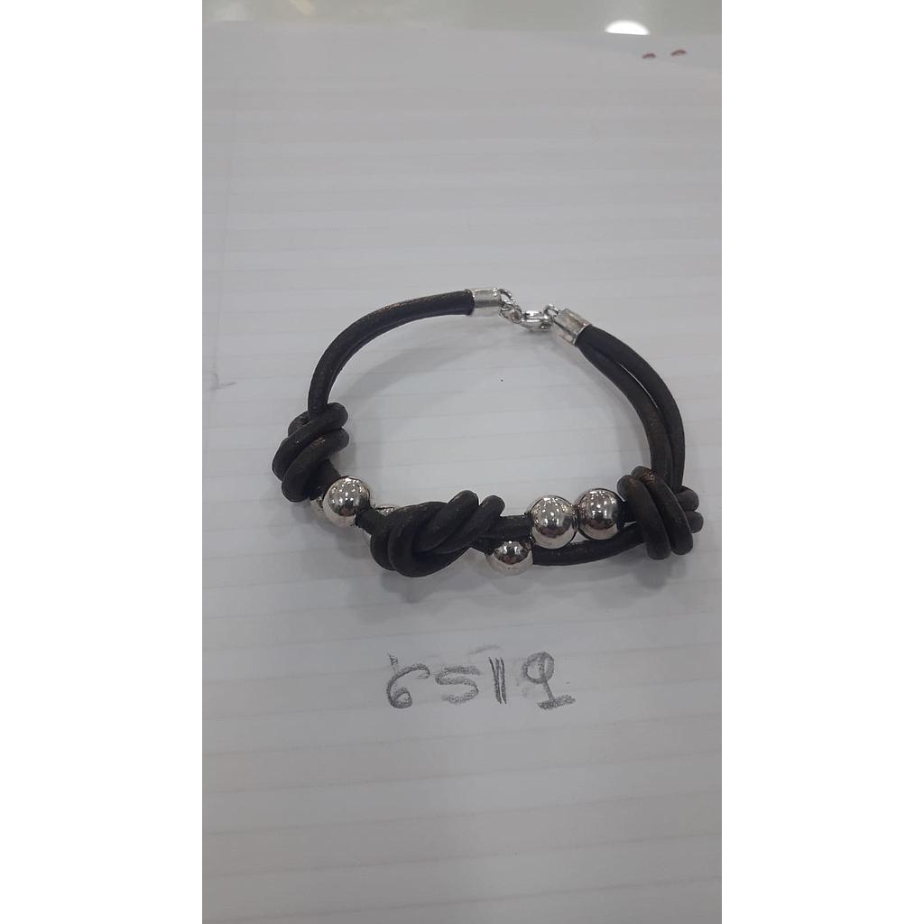 Puls. Plata  Hombre Cuero Marrón Bolas 6519
