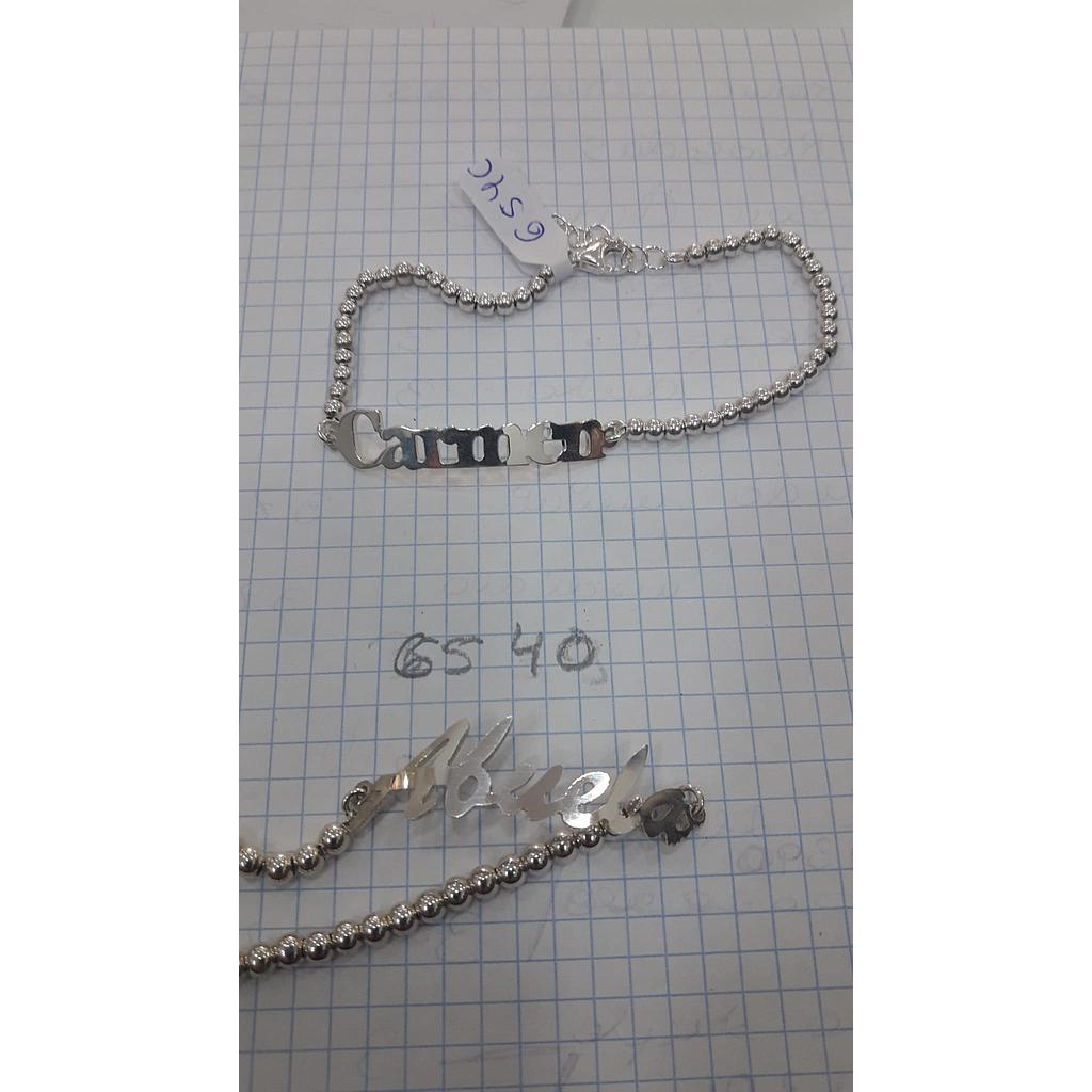 Puls. Plata Nombres con Bolas y Cadena  6540