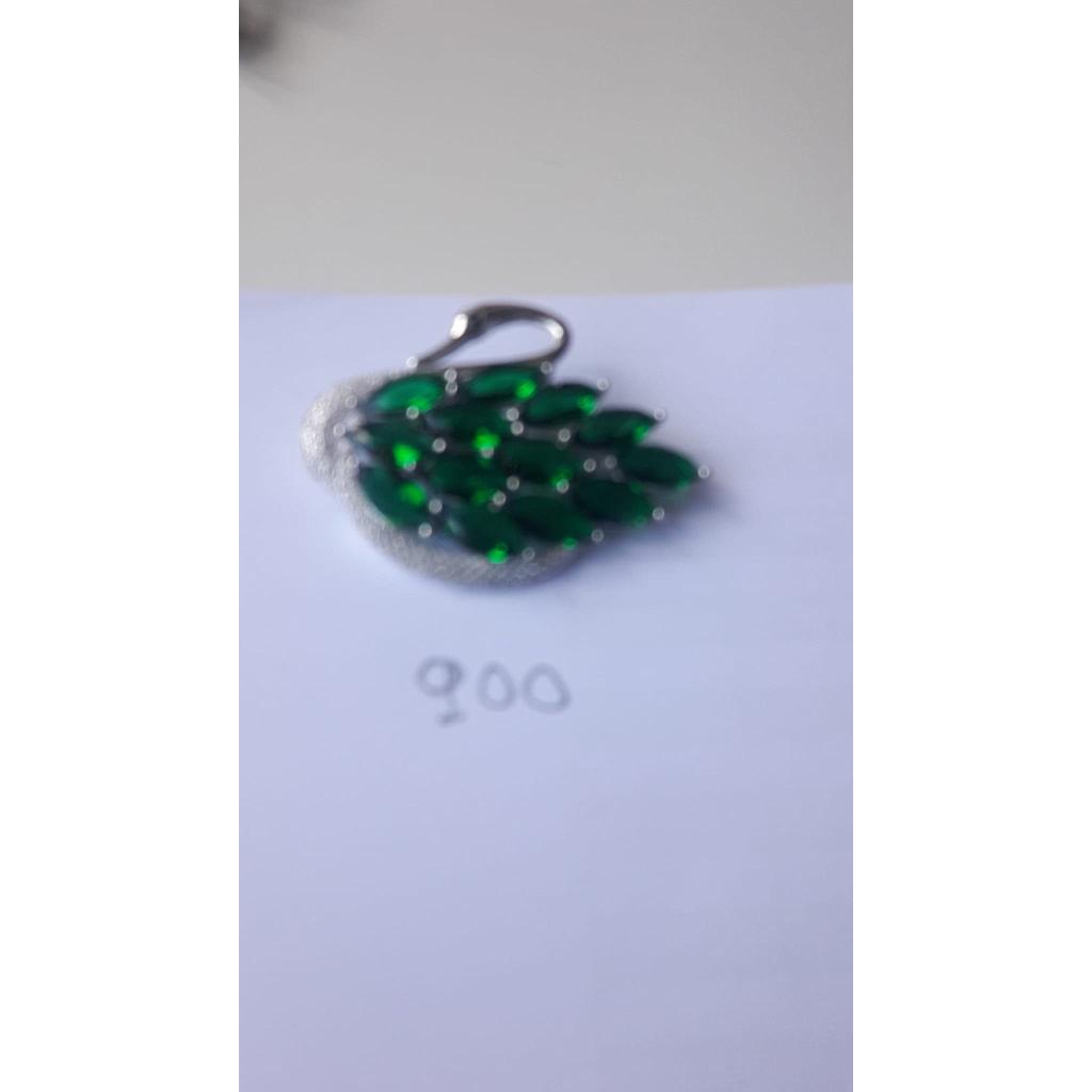 Broche Plata Zirconita Cisne Esmeralda 900