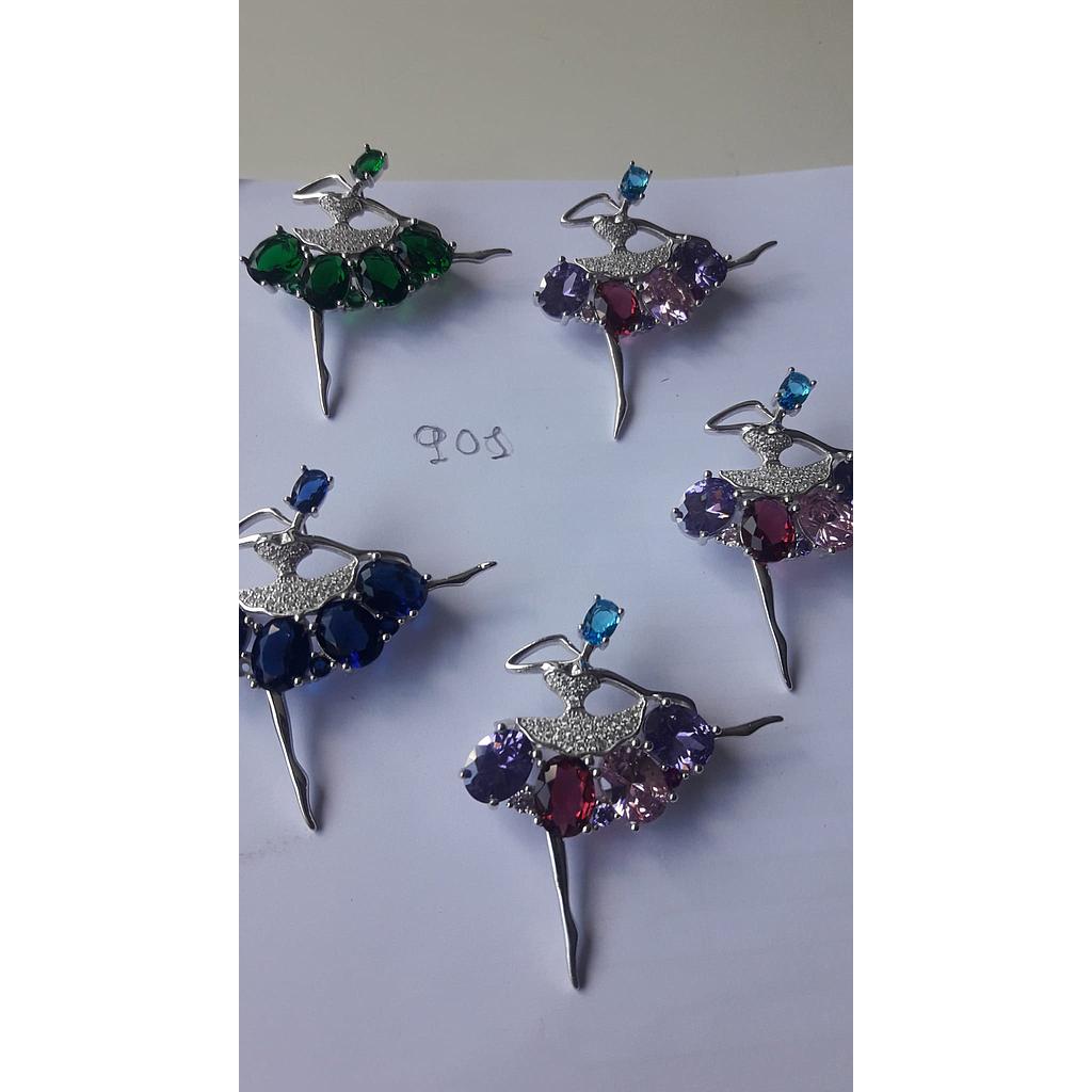 Broche Plata Zirconita Bailarina 901