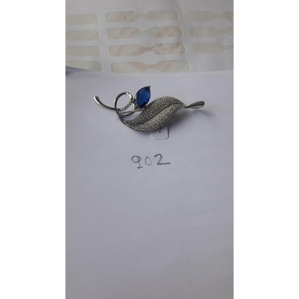 Broche Plata Zirconita Ramillete Hojas 902