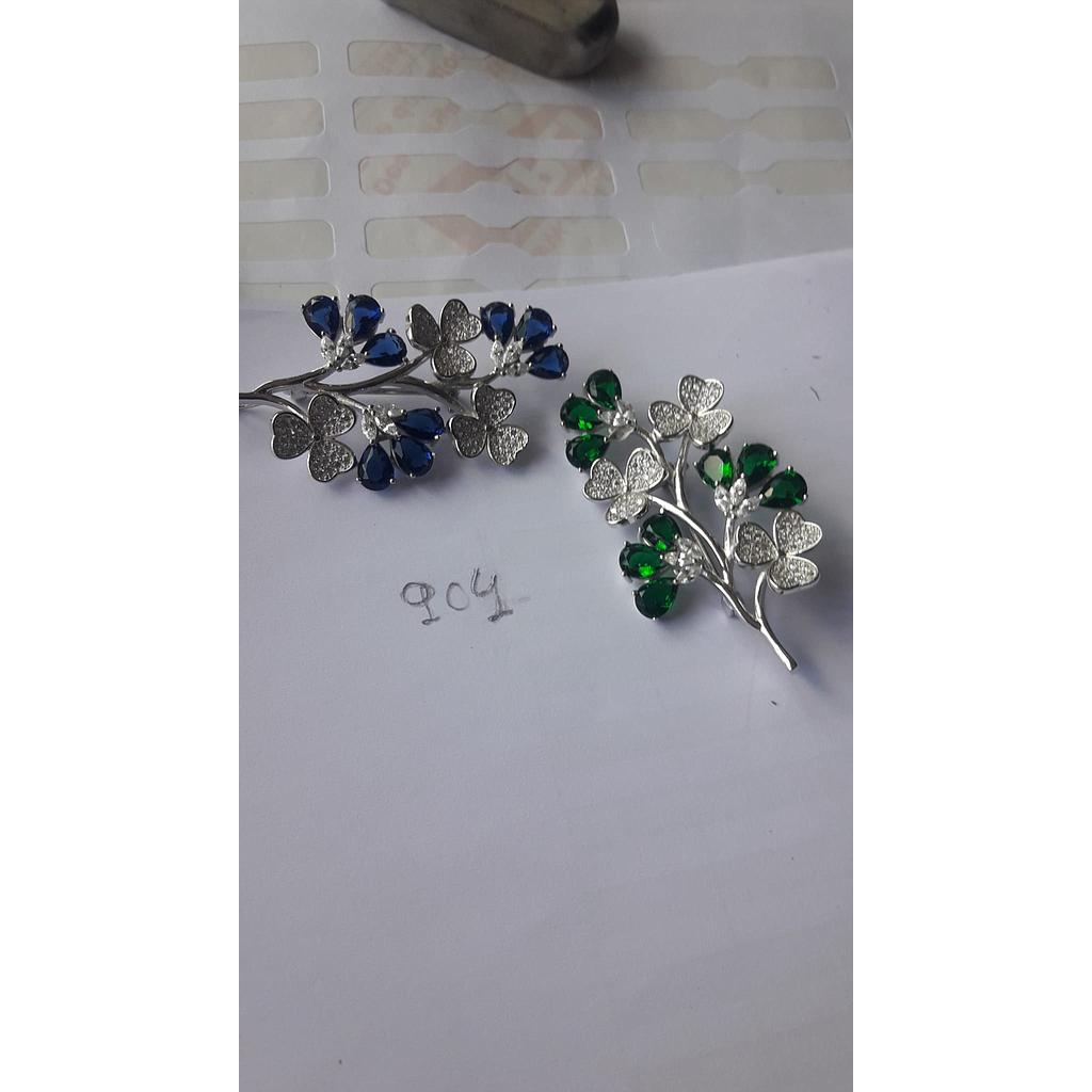 Broche Plata Zirconita Ramillete Flores Esm. Zaf. . 904