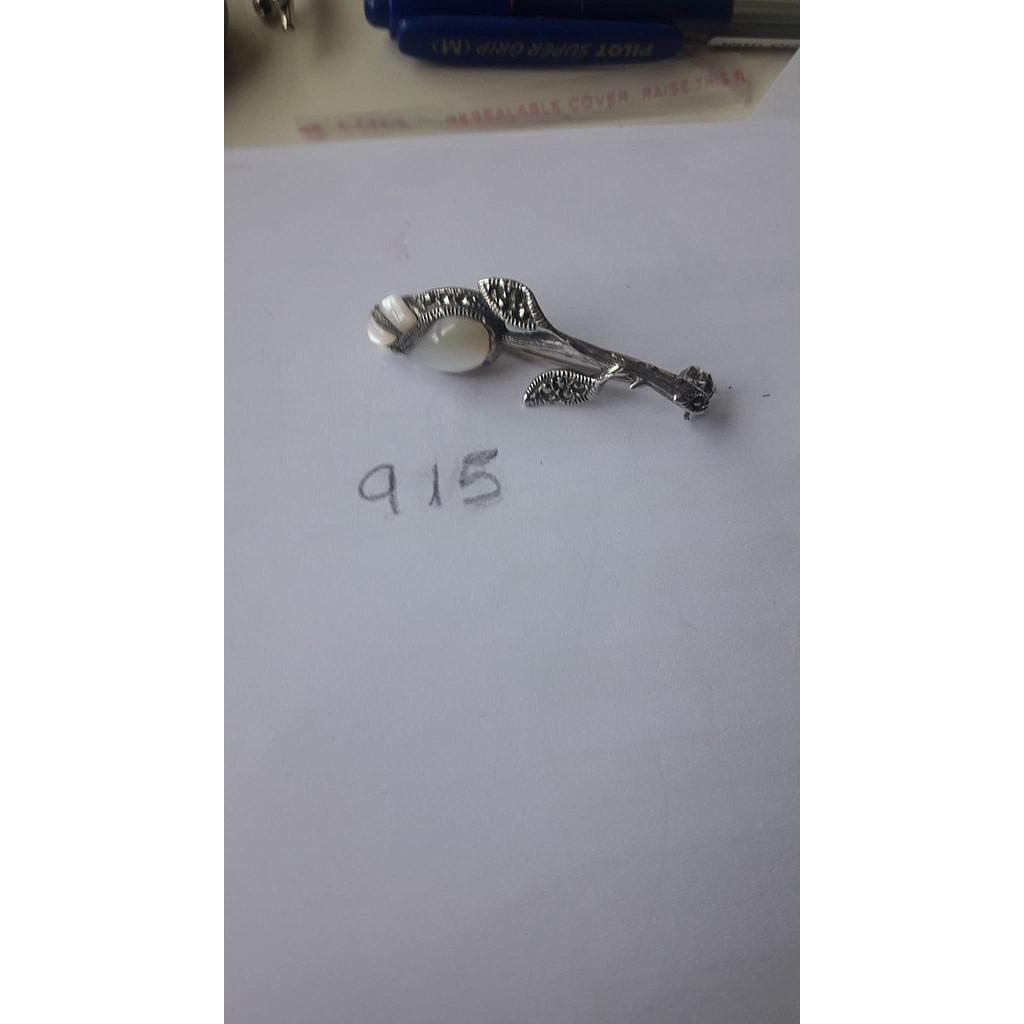 Broche Plata Marquesita Tulipan y Nacar 915
