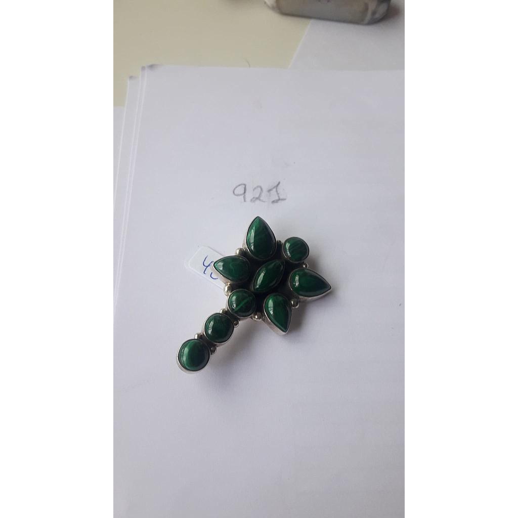 Broche Plata Piedra Jade 921