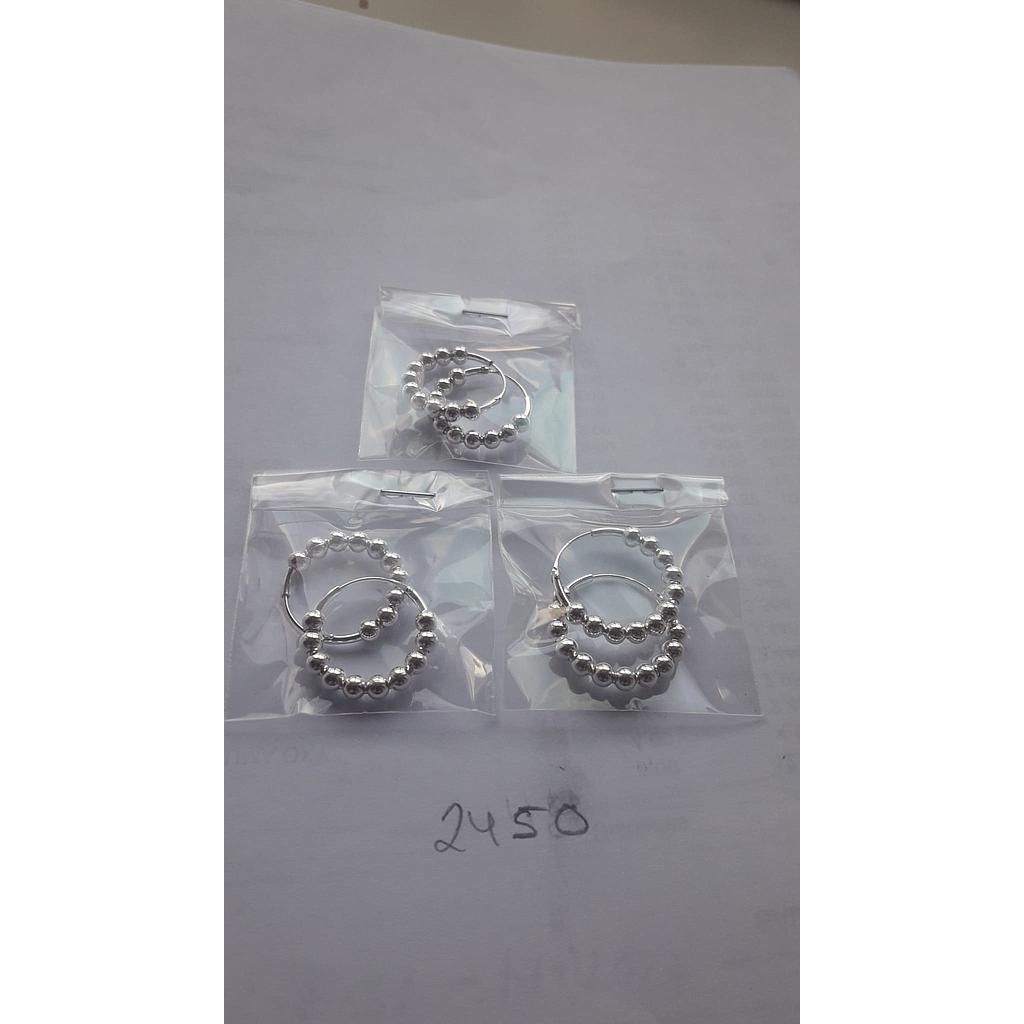 Pend. Plata Lisa Aro Bolas Peq. Cierre Oculto 2450
