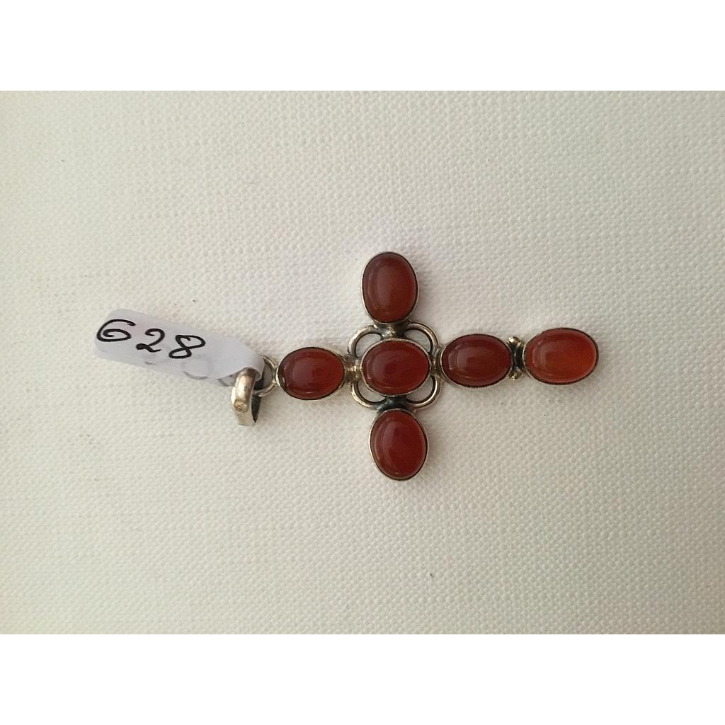 Colgante Pied. Carneola Cruz Peq. 628