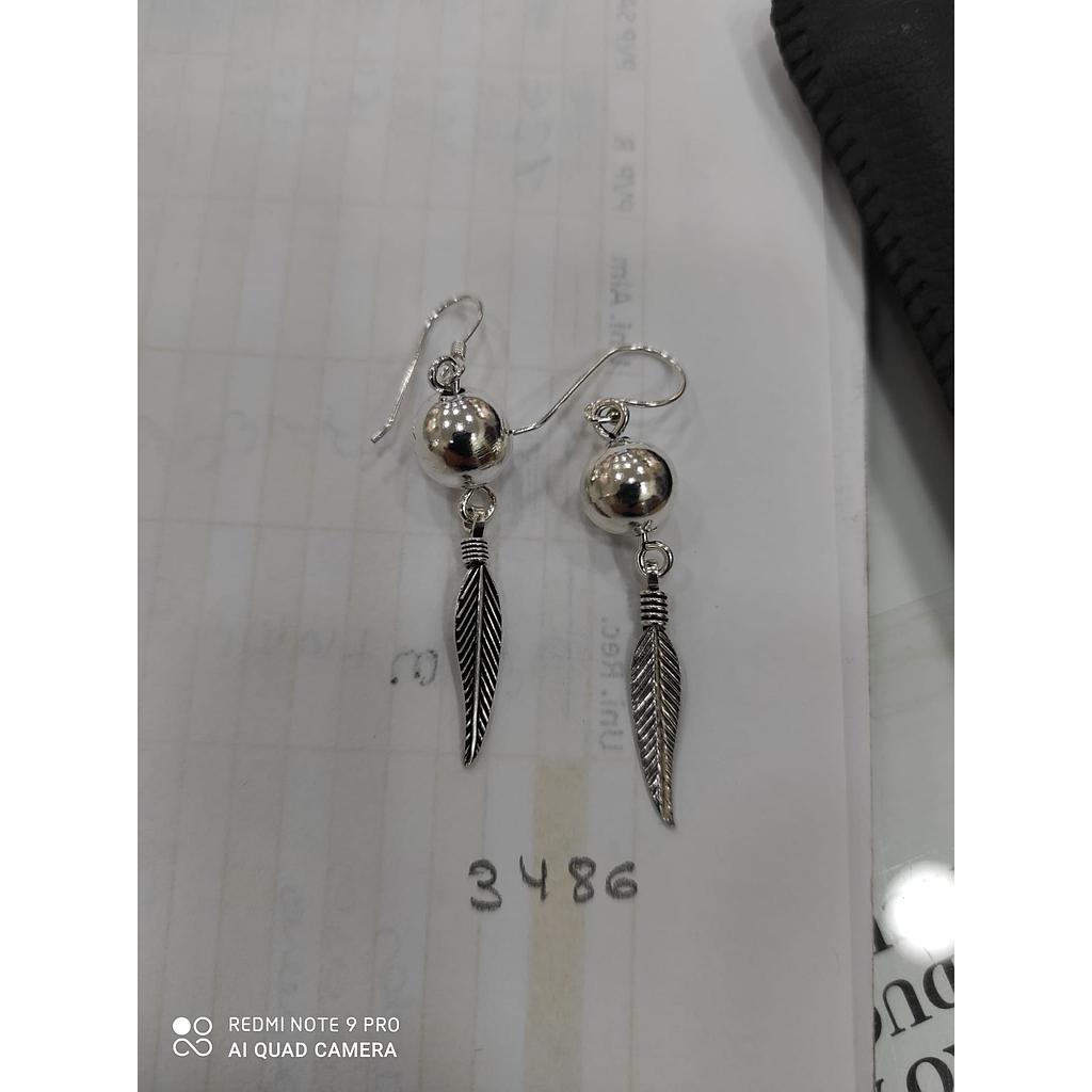 Pend. Plata Aro Bola + Pluma 3486