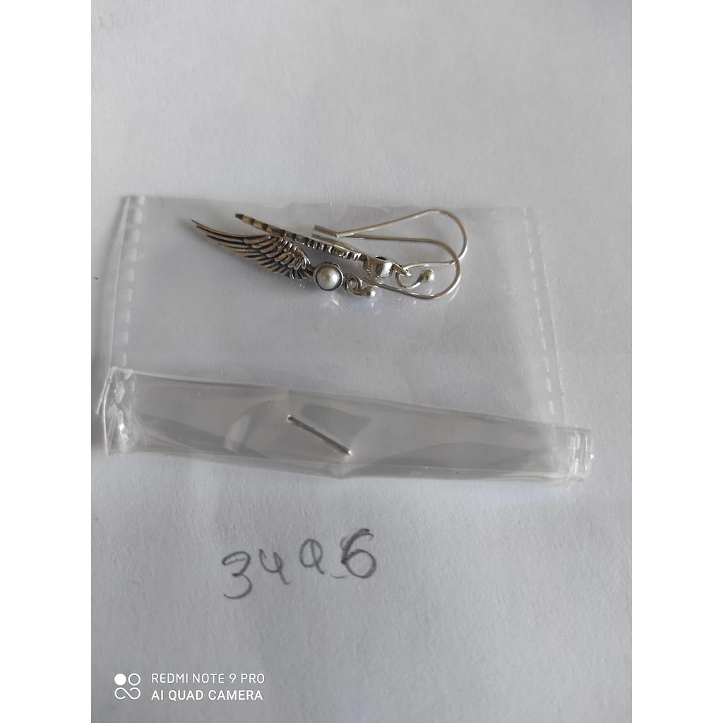Pend. Plata Aro Hippie Hojas. 2 Bol.  3496