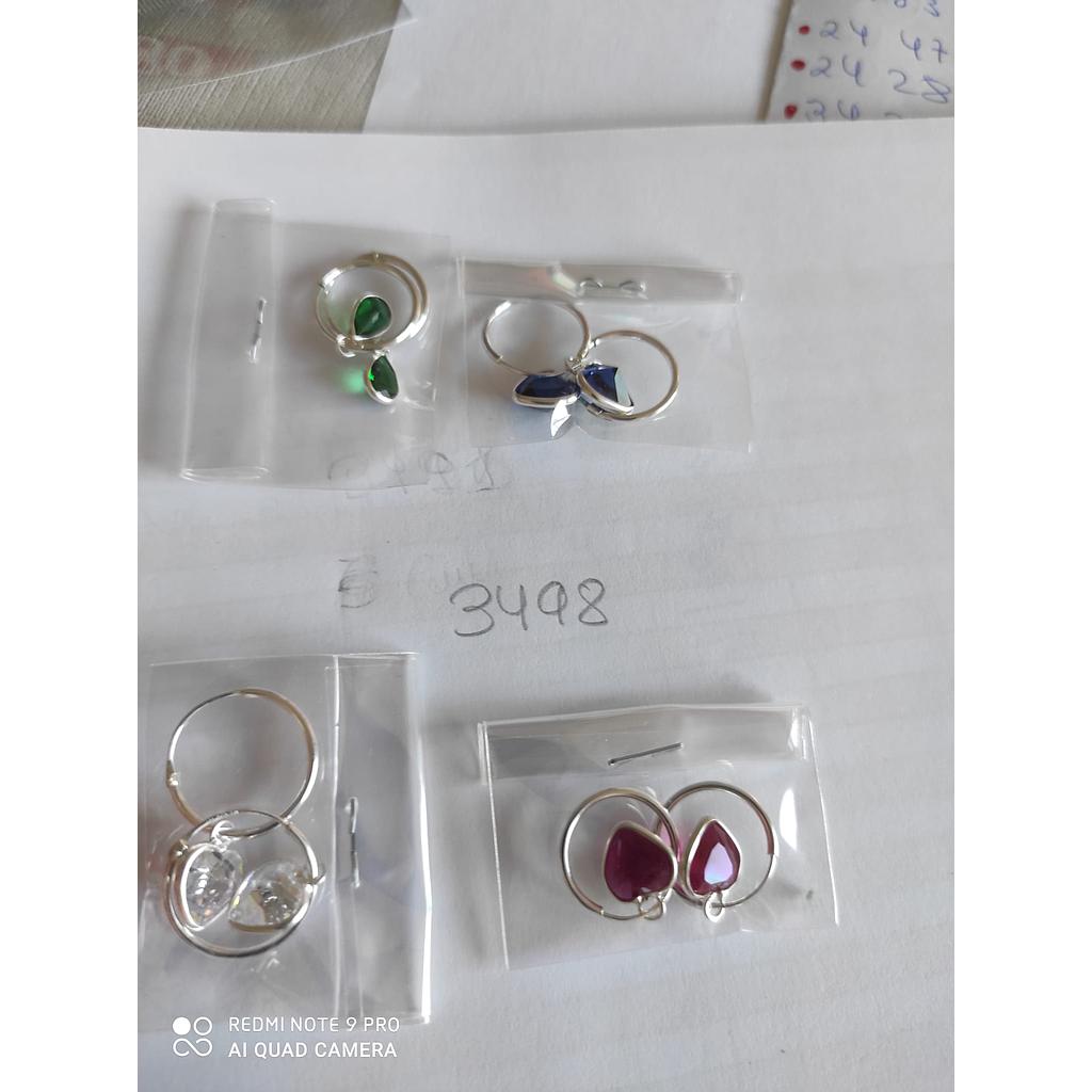 Pend. Plata Aro corazón Piedra 3498