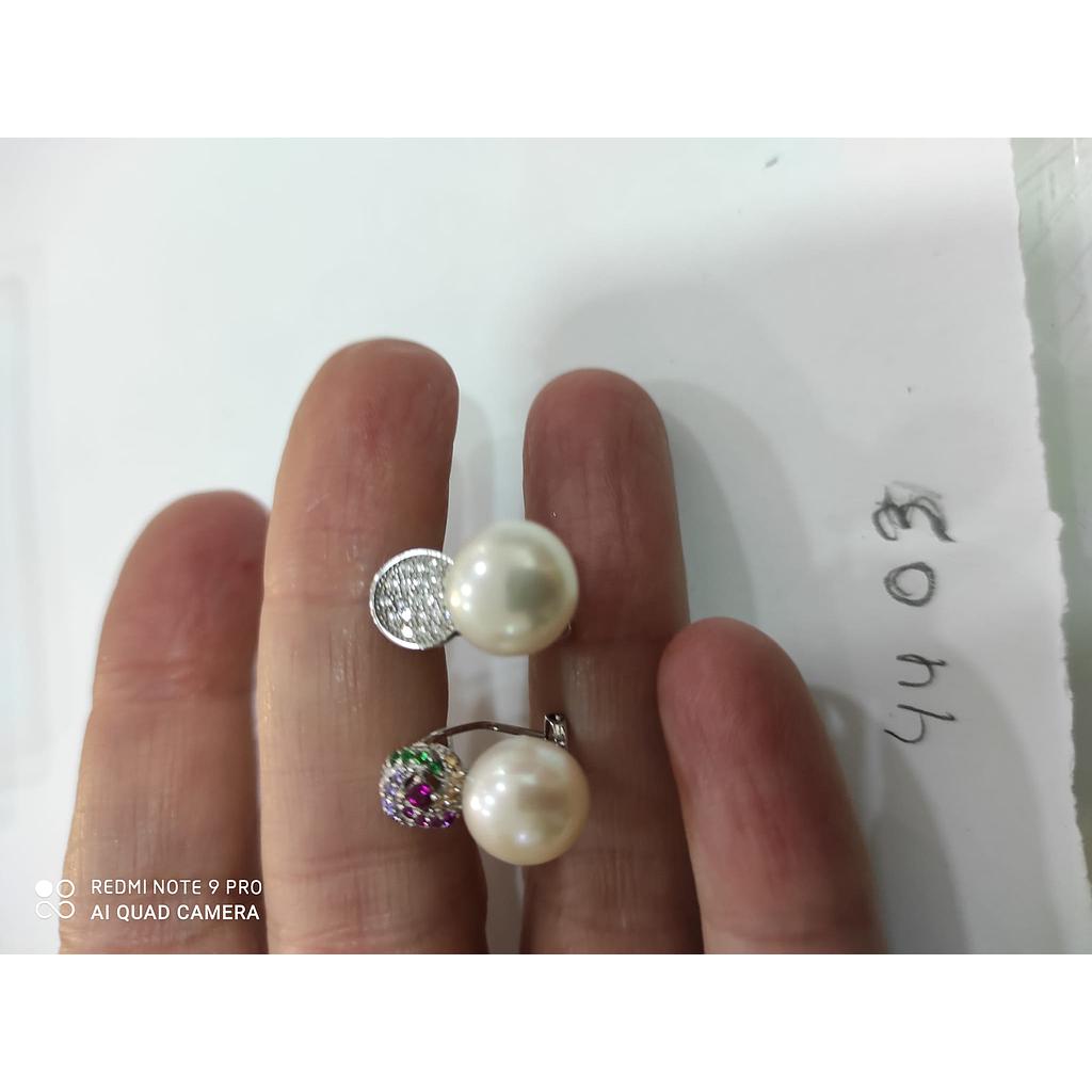 Pend. Plata  Perla Madre Cierre Omega  4403