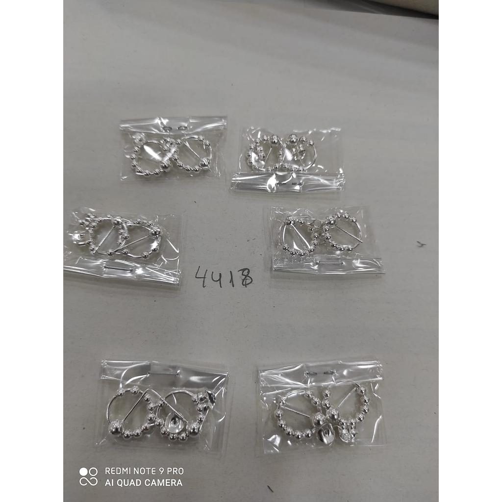 Pend. Plata  Aro Mini Bolitas Presión  4418