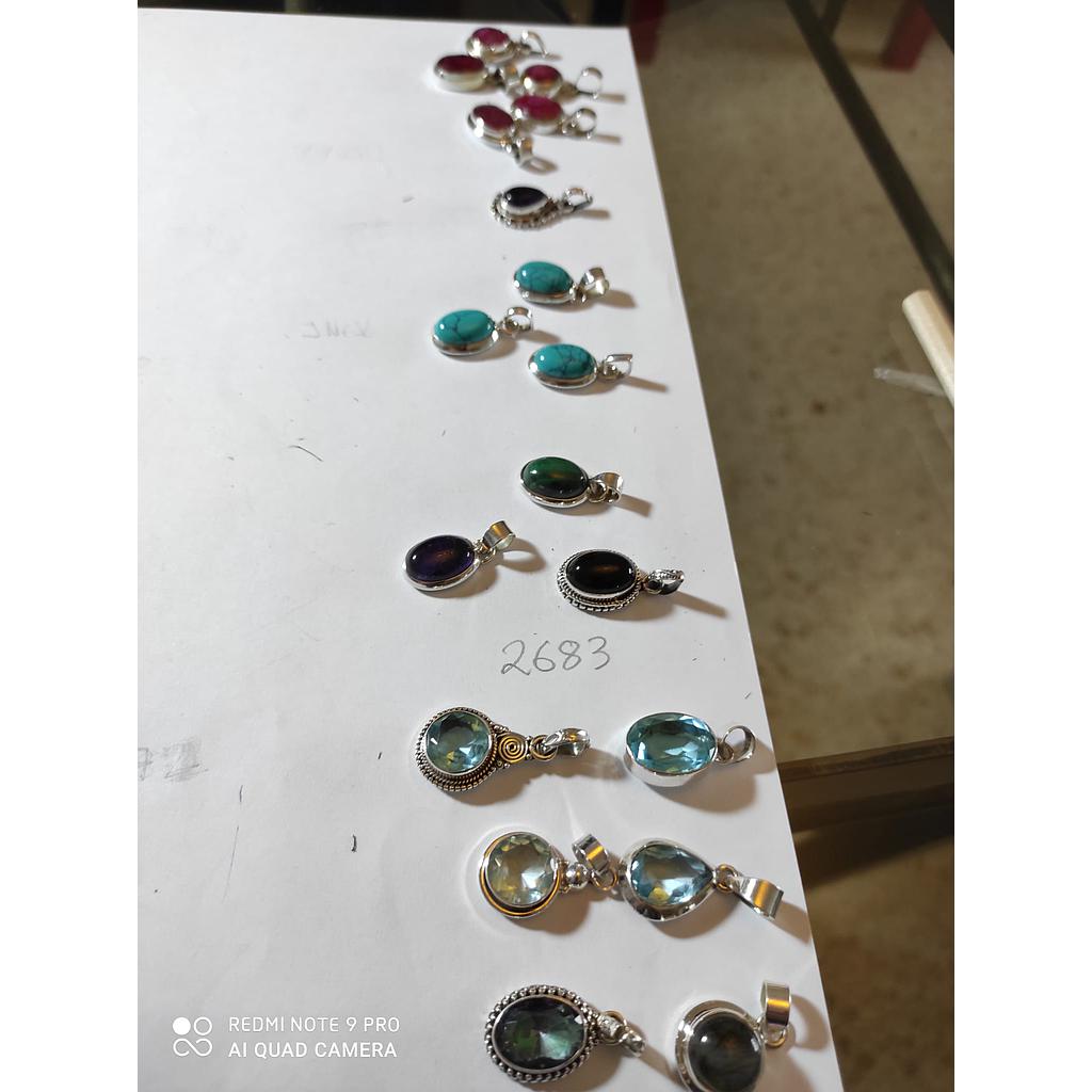 Colgante Plata Piedra Lab, Rub, Tur, JA, ON, AMA, AM 2683
