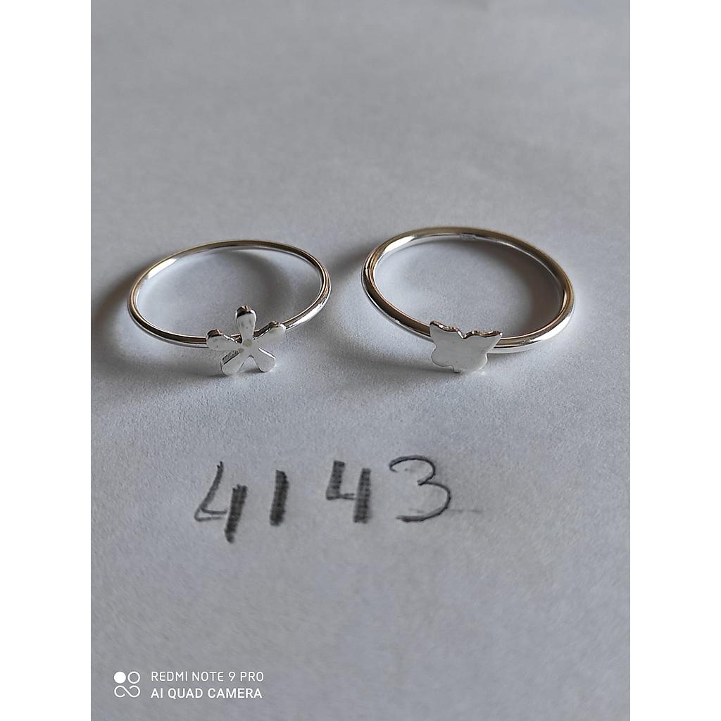 Anillo Plata Mini Flor, Mini Estrella  4143
