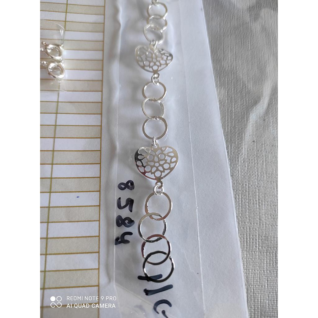 Puls. Plata Corazón Calado + Arandelas 8584