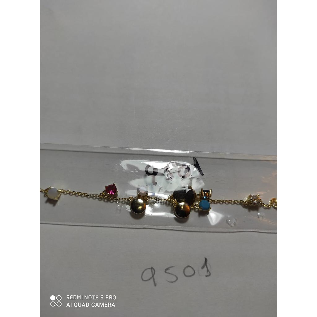Puls. Plata Chapas con Multi Zirconitas 9501
