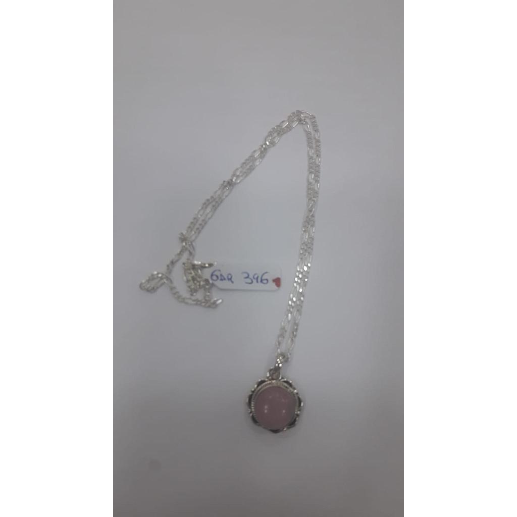 Garg. Plata Pied. Nat. + Colgante Cuarzo Rosa 396