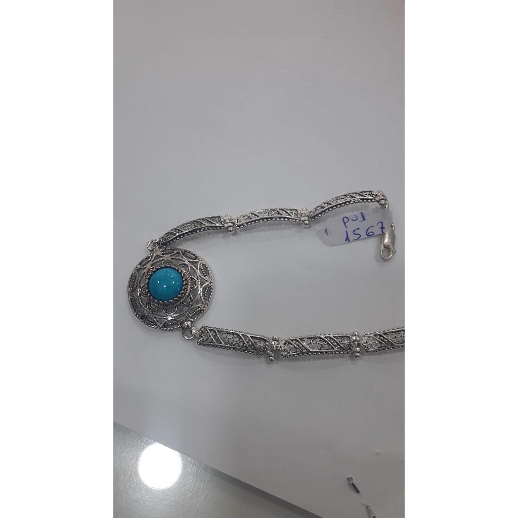 Puls. Plata Marquesita Nudos Envej. Turq. 1567