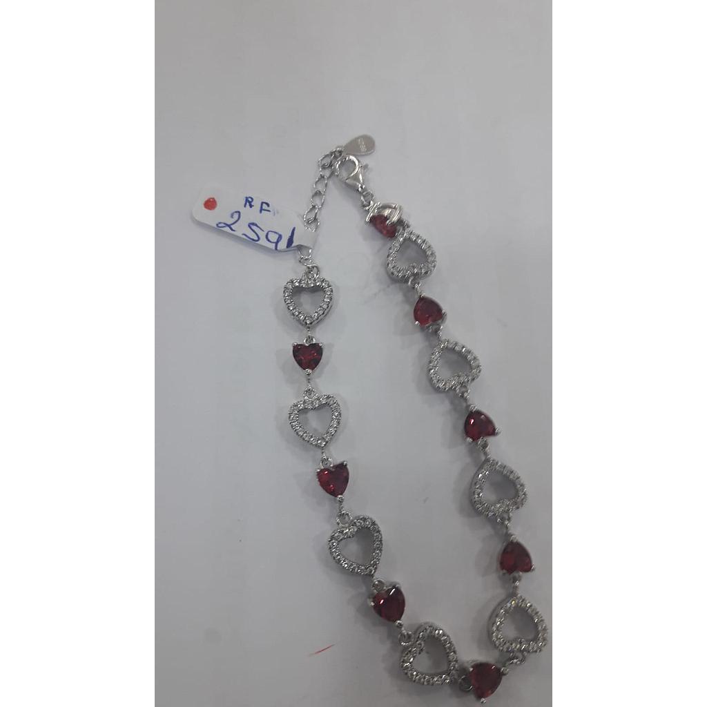 Puls. Plata Corazones Zirc. Rubí  2591