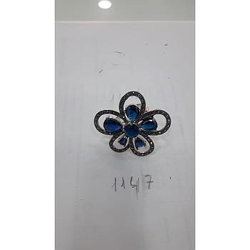 Anillo Pied. Nat. Flor Zafiro  1147