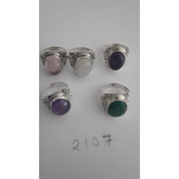 Anillo Pied. Nat. Jade, Turq, Luna, Cuarzo , Amast. 2107