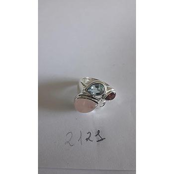 Anillo Pied. Nat. Multi. Cuarz, Agua Mar. Granate  2121