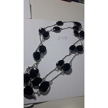 Cadena Plata Larga Onix. 80 cm. 240