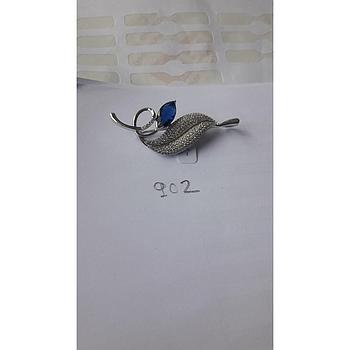 Broche Plata Zirconita Ramillete Hojas 902