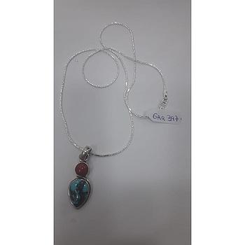 Garg. Plata Pied. Nat. + Colgante Turq. Coral 397