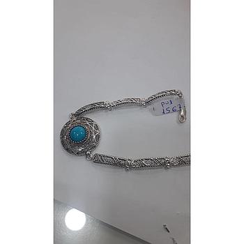 Puls. Plata Marquesita Nudos Envej. Turq. 1567